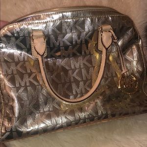 Michael Kors Gold Logo Cindy Dome Satchel